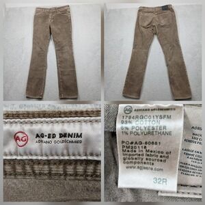 AG Adriano Goldschmied Corduroy Pants Mens 32R Brown Slim Straight